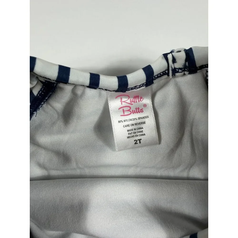 RuffleButts Off-the-Shoulder Striped Floral Bikini Swimsuit Set Size 2 Swim